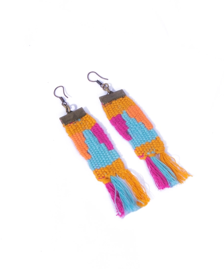 Hand-Woven Tassels Earrings of Colorful Bohemian Style