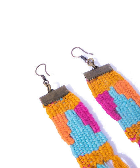 Hand-Woven Tassels Earrings of Colorful Bohemian Style