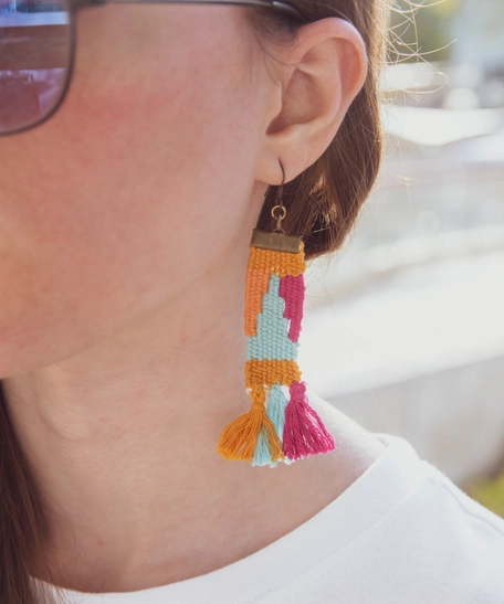 Hand-Woven Tassels Earrings of Colorful Bohemian Style