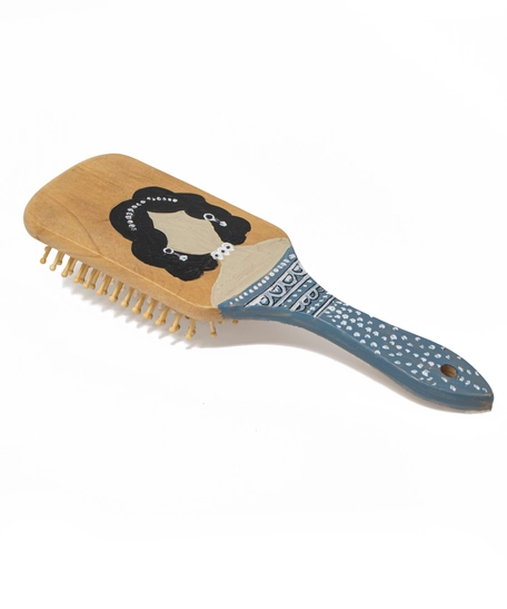 Flat Eco Friendly Wooden Hair Brush - Hand-Painted