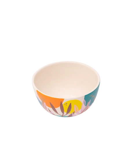 White Pottery Bowl with Colorful Hand Paintings - Multiple Sizes - Large