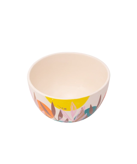 White Pottery Bowl with Colorful Hand Paintings - Multiple Sizes - Large