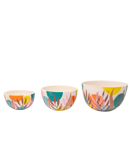 White Pottery Bowl with Colorful Hand Paintings - Multiple Sizes - Large