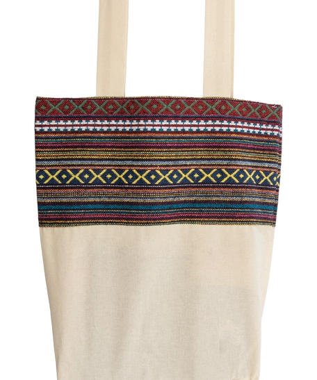 Beige Tote Bag with Bedouin-Inspired Patterns - Multiple Patterns - Pattern 1