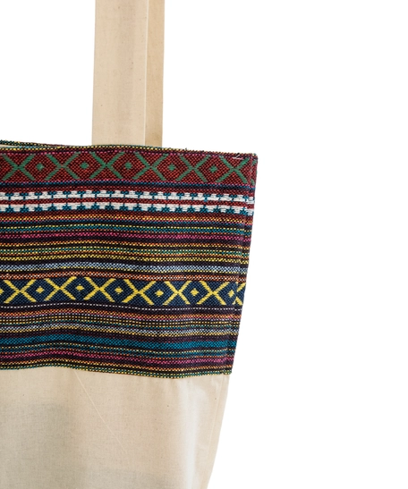 Beige Tote Bag with Bedouin-Inspired Patterns - Multiple Patterns - Pattern 1