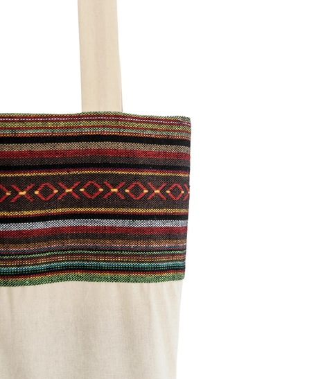 Beige Tote Bag with Bedouin-Inspired Patterns - Multiple Patterns - Pattern 1