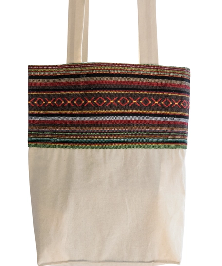 Beige Tote Bag with Bedouin-Inspired Patterns - Multiple Patterns - Pattern 1