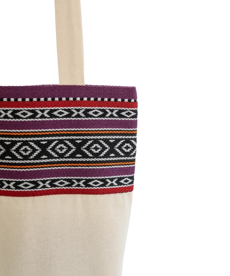 Beige Tote Bag with Bedouin-Inspired Patterns - Multiple Patterns - Pattern 1