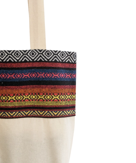 Beige Tote Bag with Bedouin-Inspired Patterns - Multiple Patterns - Pattern 1