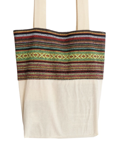 Beige Tote Bag with Bedouin-Inspired Patterns - Multiple Patterns - Pattern 1