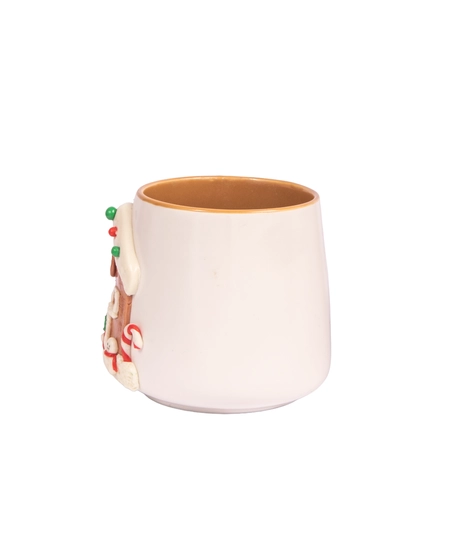 Christmas-Themed White Ceramic Mug - Gingerbread House