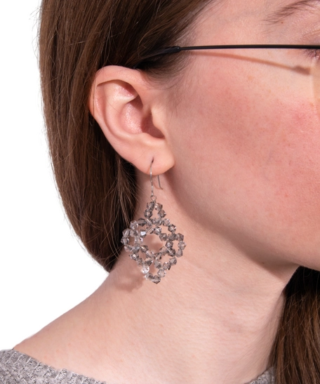 Rhombus-Shaped Crystal Beads Earrings