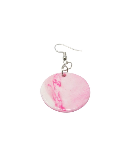 Round Pink Polymer Clay Earrings