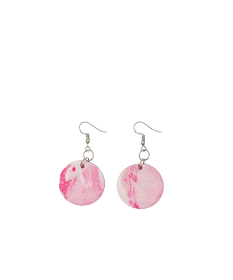 Round Pink Polymer Clay Earrings