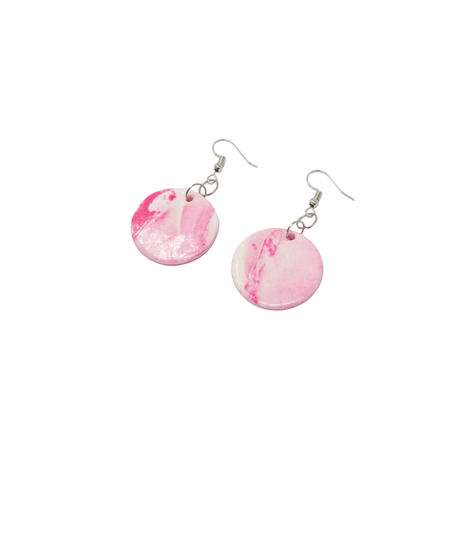 Round Pink Polymer Clay Earrings