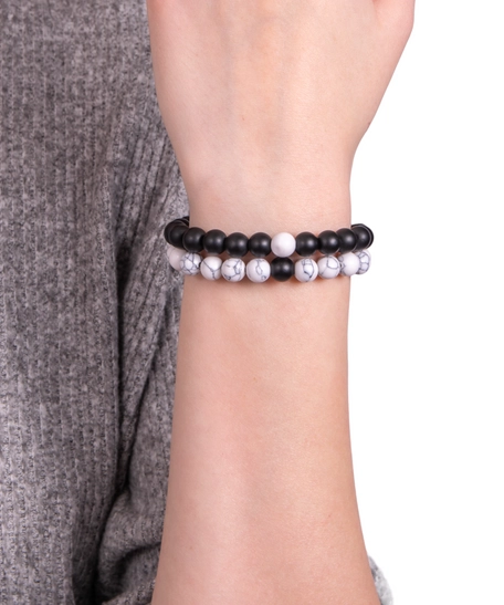 Beaded Couple Bracelet - Black & White