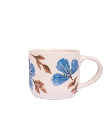 Handmade Clay Mug with Floral Paintings - Pink