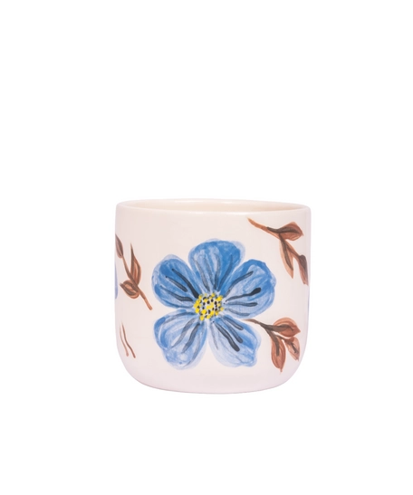 Handmade Clay Mug with Floral Paintings - Pink