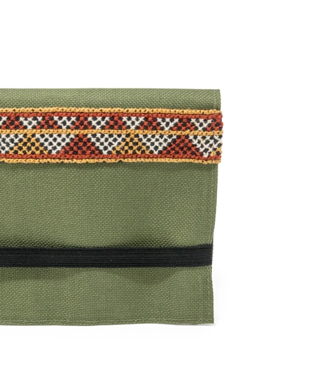 Unisex Wallet and Passport Cover with Hand Embroideries - Olive Green