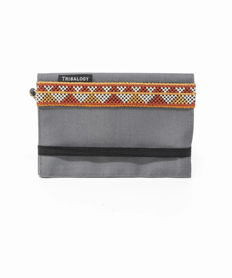 Unisex Wallet and Passport Cover with Hand Embroideries - Olive Green