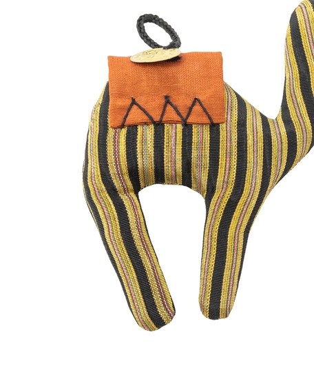 Decorative Stuffed Camel Made of Yellow Fabric with Bedouin Motifs - Red Saddle