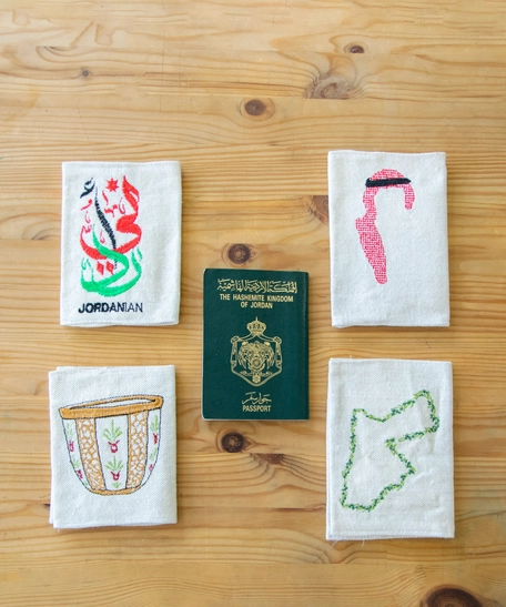 Handmade Passport Cover with Purple Iris Flower Embroidery