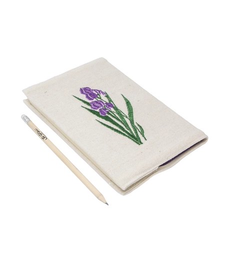 Notebook Cover with Hand-embroidery of the Black Iris