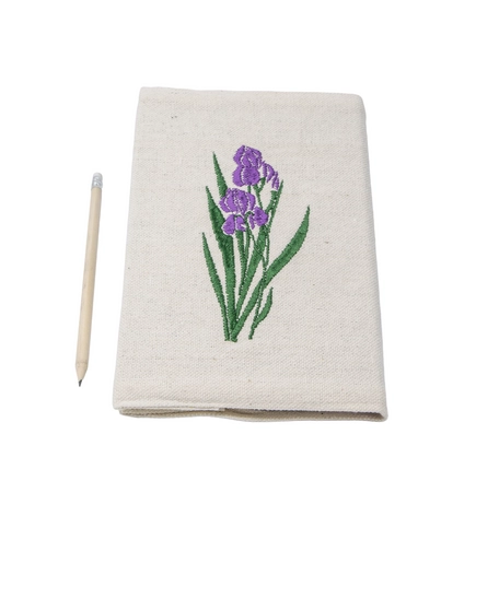 Notebook Cover with Hand-embroidery of the Black Iris