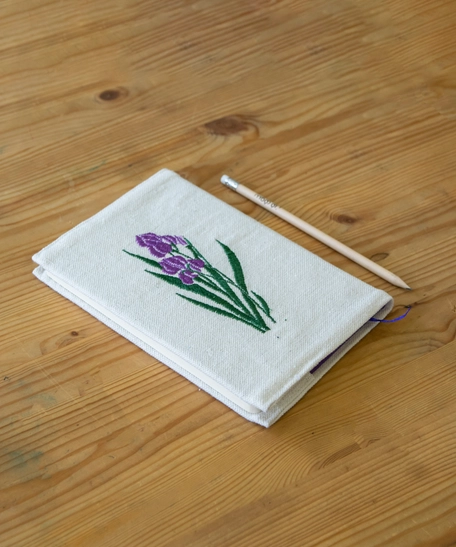 Notebook Cover with Hand-embroidery of the Black Iris