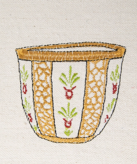 Handmade Notebook Cover with Peasant embroidery- Coffee Cup