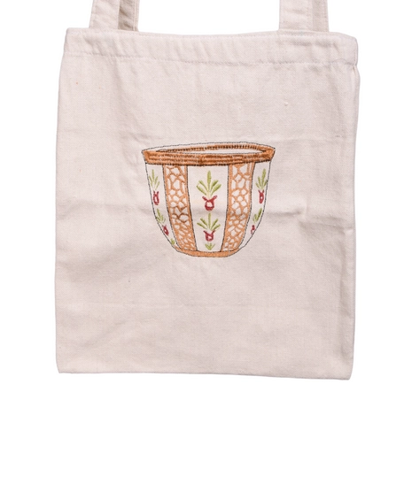 Handmade Tote Bag with Arabian Coffee Cup Embriodery