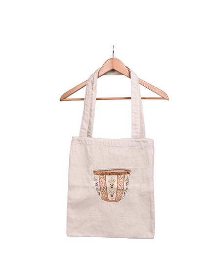 Handmade Tote Bag with Arabian Coffee Cup Embriodery