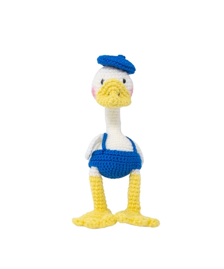 Hand-crocheted Cute Amigurumi Duck with Blue Hat