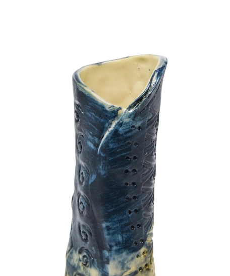 Blue Glass Vase with a Unique Design Inspired by the Ocean