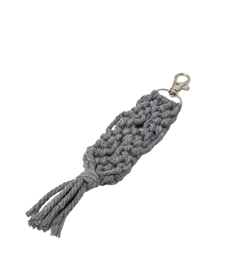 Handmade Macrame Keychain in Gray Color