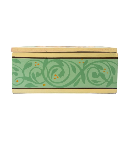 Luxurious Handcrafted Wooden Box with Floral Design to Keep Your Accessories - Beige