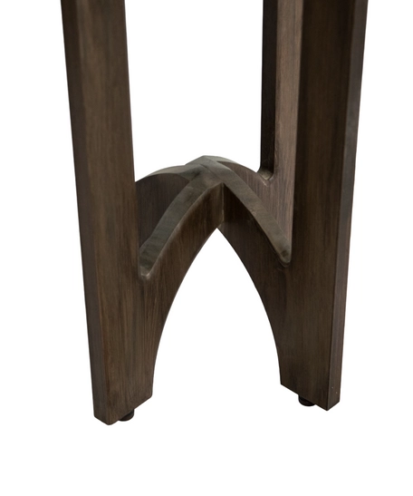 Luxurious Brown Wooden Side Table Decorated with Wonderful Graphics and Beautiful Colors