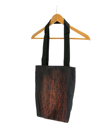 Handmade Black Tote Bag with Fire-Inspired Design