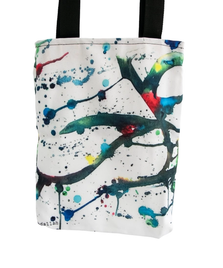 White Tote Bag with Unique and Colorful Artistic Design