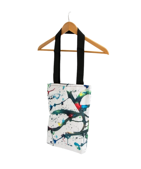 White Tote Bag with Unique and Colorful Artistic Design