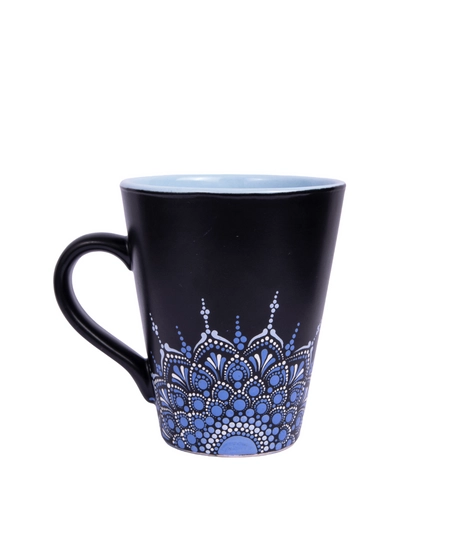 Blue Mug Adorned with Mandala Art 