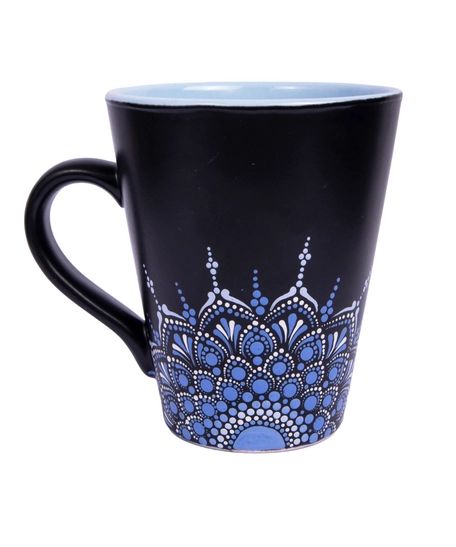 Blue Mug Adorned with Mandala Art 