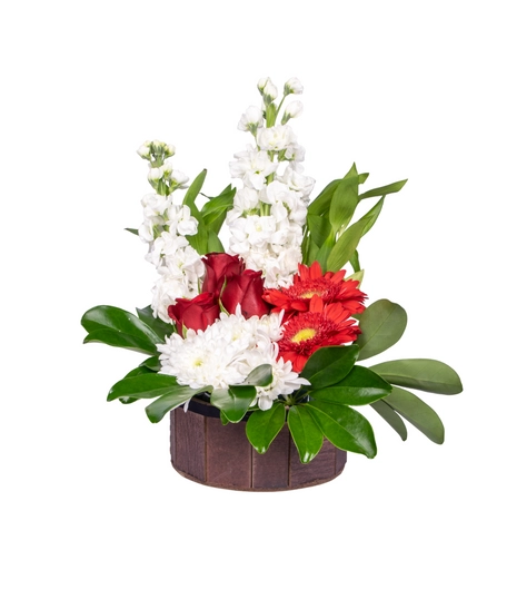 Red and White Natural Bouquet of Flowers