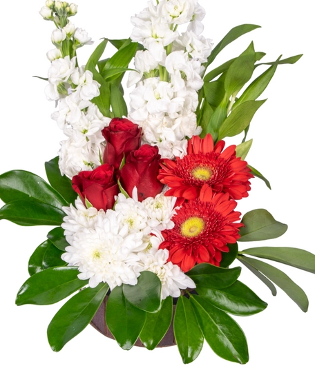 Red and White Natural Bouquet of Flowers