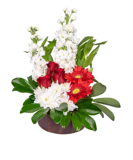 Red and White Natural Bouquet of Flowers