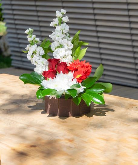 Red and White Natural Bouquet of Flowers