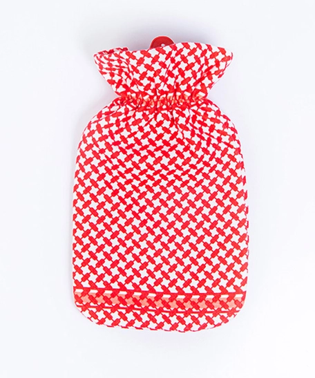  Jordanian "Smagh" Hot Water Bag for Ultimate Comfort - Red and White Pattern