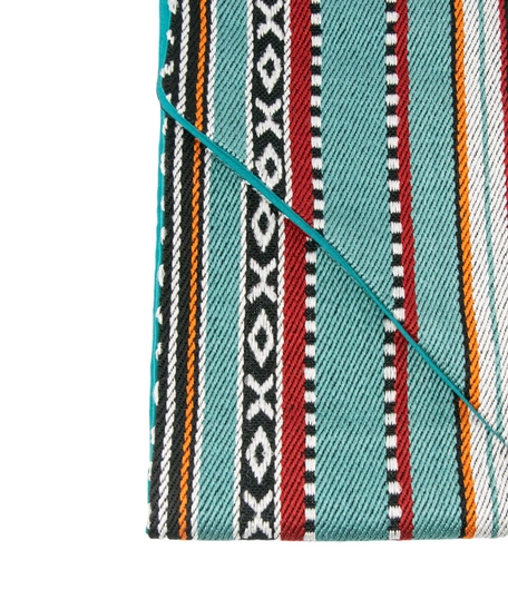 Handmade Table Runner Made of Sadu Fabric in Turquoise Color 