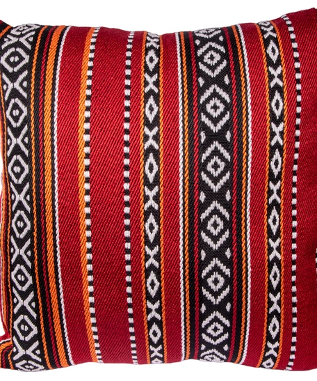 Handmade Bedouin Set of Cushions Made of Red Sadu Fabric in a Square Shape