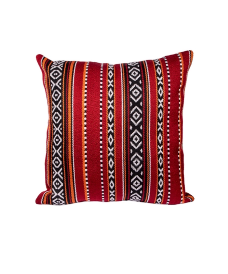 Handmade Bedouin Set of Cushions Made of Red Sadu Fabric in a Square Shape